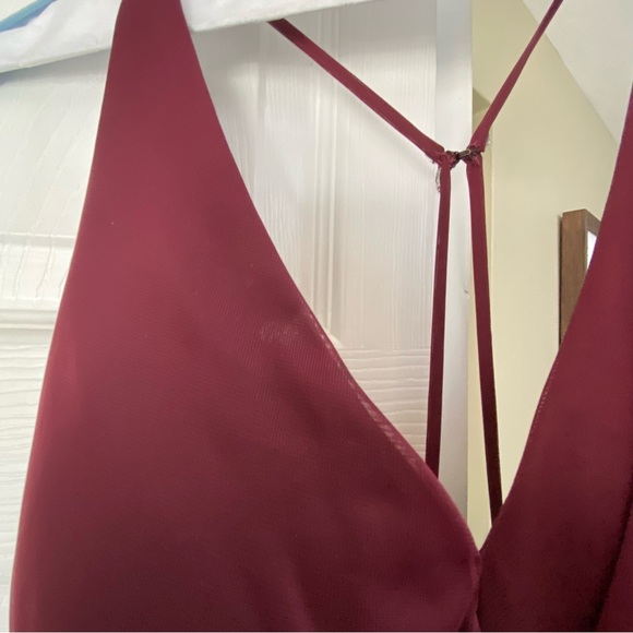 Azazie Burgundy Bridesmaid Dress - A-line with slit - custom size - Picture 3 of 16